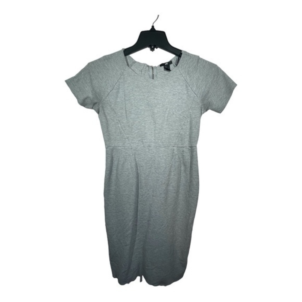 H&M Womens Heathered Grey T-Shirt Dress Short Sleeve Raw Edge Size Medium